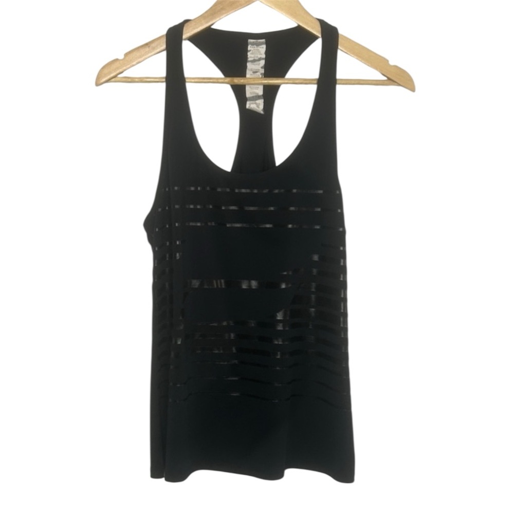 Fabletics Reflective Black Striped Racerback Tank Top Large